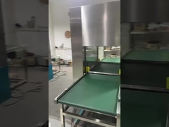 Linha de rolos e transportadores passa através das janelas.