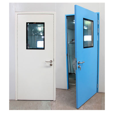 Porta de aço de polímero moderno de sala limpa com vidro duplo Porta de hospital de aço inoxidável