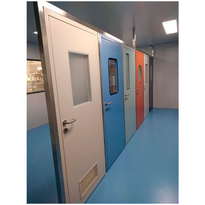 Porta de aço de polímero moderno de sala limpa com vidro duplo Porta de hospital de aço inoxidável