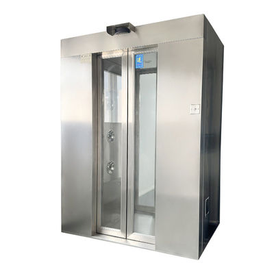 Chuveiro de ar com porta deslizante automática embutida com aço inoxidável 201 e design compacto para descontaminação de salas limpas