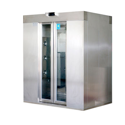 Chuveiro de ar para duas pessoas com certificação ISO. Porta automática e 201 de aço inoxidável. Fluxo de ar rápido 1600x1500x2100 mm.