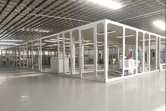 Revestimento de sala limpa personalizado com estrutura de aço inoxidável 304, conformidade com a classe ISO 5 e filtragem HEPA 34 × FFU