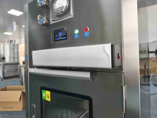 Caixa de passagem de fluxo laminar de porta automática com puridade de ar ISO classe 5 filtrada HEPA e portas deslizantes motorizadas