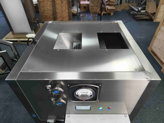 Caixa de passagem de fluxo laminar de porta automática com puridade de ar ISO classe 5 filtrada HEPA e portas deslizantes motorizadas