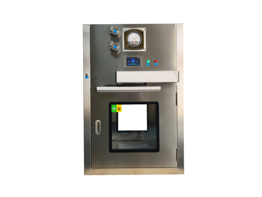 Caixa de passagem de fluxo laminar de porta automática com puridade de ar ISO classe 5 filtrada HEPA e portas deslizantes motorizadas