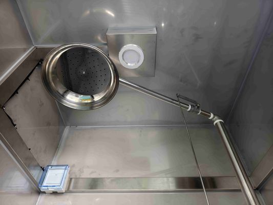 Sala de chuveiro e de lavagem de olhos de segurança de emergência com caixa de aço inoxidável SUS304, fluxo de chuveiro de 120-180 L/min e tamanho compacto de 1000 × 1000 × 2400 mm