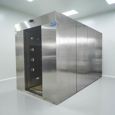 Chuveiro de ar de sala limpa certificado ISO 14644 com porta deslizante automática e construção de aço pesado