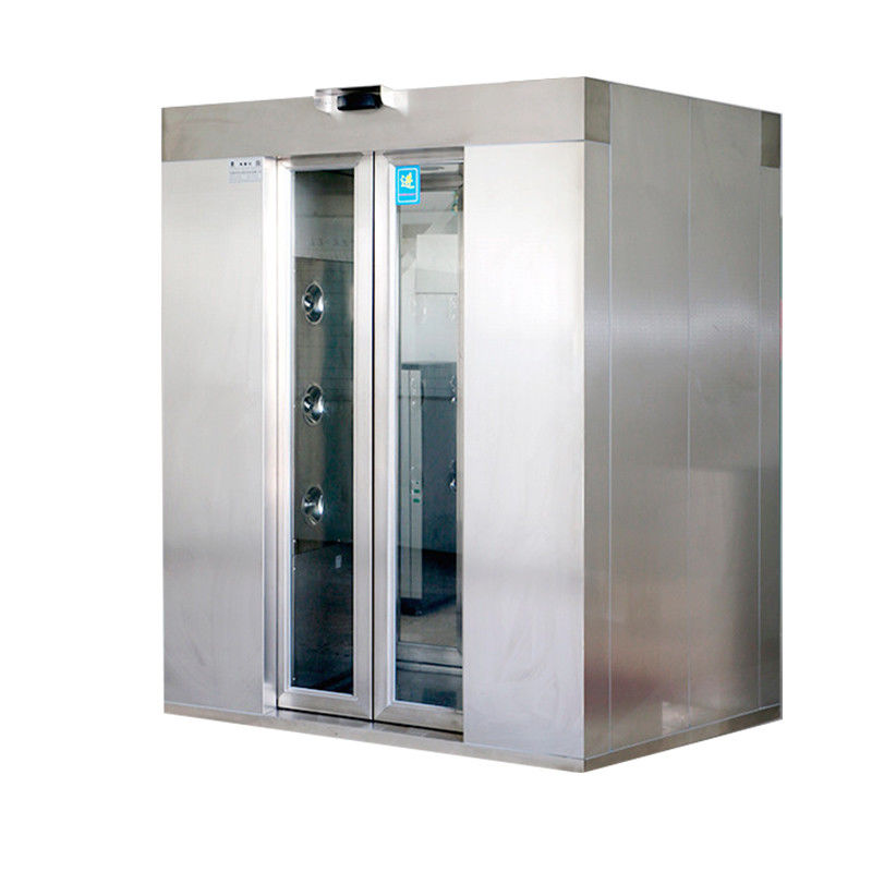 Chuveiro de ar para duas pessoas com certificação ISO. Porta automática e 201 de aço inoxidável. Fluxo de ar rápido 1600x1500x2100 mm.