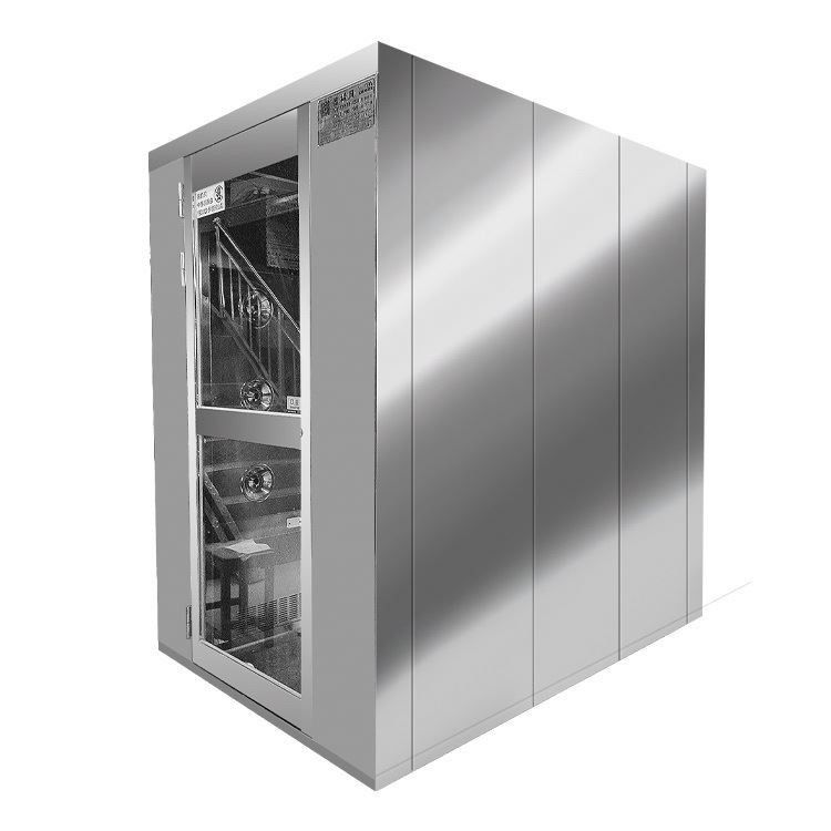 Chuveiro de ar para duas pessoas. Projetos de aço inoxidável 201 e poupança de energia. Certificado ISO para laboratórios farmacêuticos.
