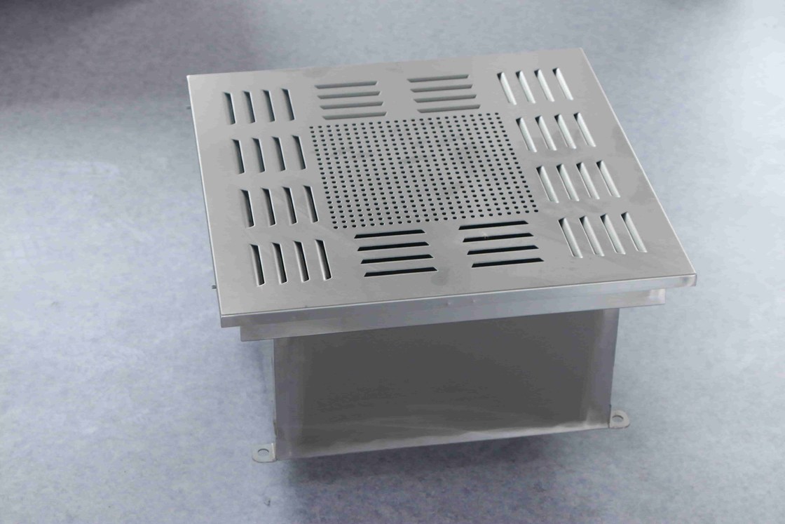 Saída de ar HEPA de 450×450×480 mm através de fossa líquida com construção resistente à corrosão e instalação sem ferramentas para ventilação de salas limpas
