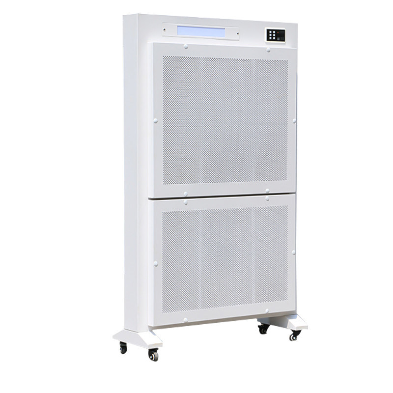 Sistema inteligente de desinfecção de ar com potência de saída de 120 W e desinfecção de estágio duplo UV-C + HEPA com otimização de fluxo de ar alimentada por IA
