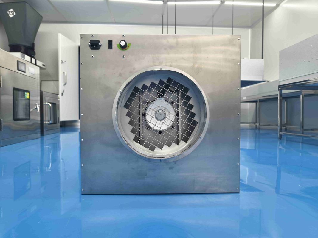 Unidade de filtragem de ventilador de sucção reversa com porta de flange e filtragem de alta eficiência para salas limpas
