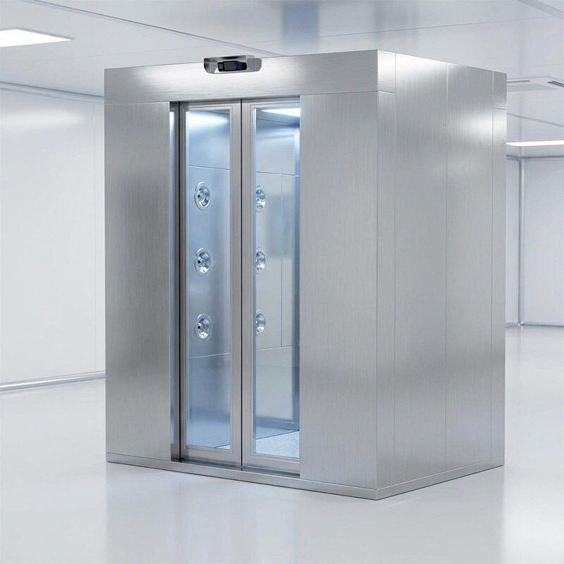 Chuveiro de ar de aço inoxidável certificado ISO 14644 201 com porta deslizante automática para descontaminação de salas limpas