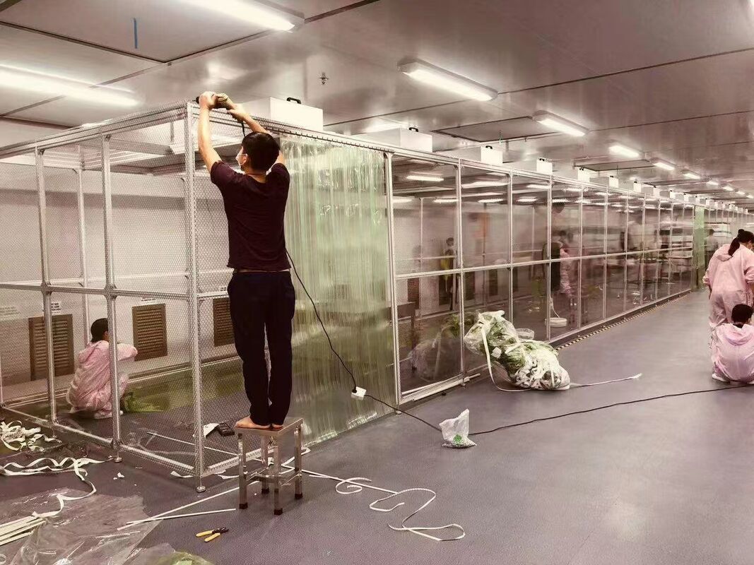 Cabine de sala limpa ISO Classe 5 com construção em alumínio antiestático e controle de fluxo de ar ajustável