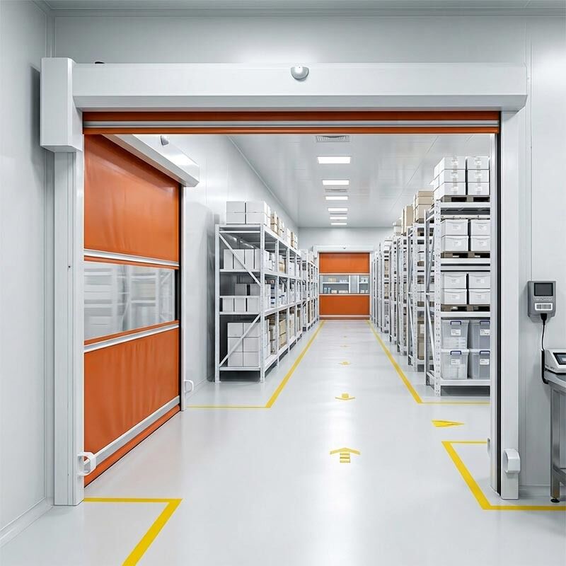 Porta rápida higiênica de 2,5 m/s com revestimento antibacteriano de íons de prata para ambientes em conformidade com ISO 14644