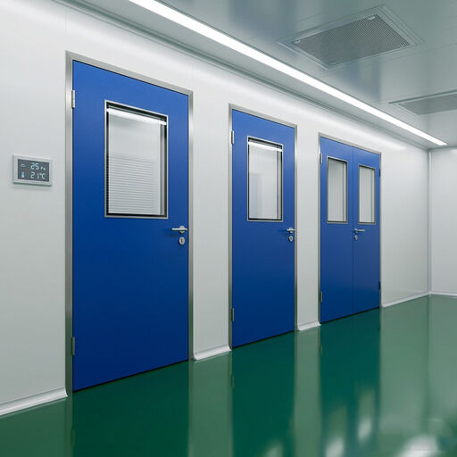 A porta de aço de sala limpa com resistência a incêndio com revestimento químico e design de baixo perfil CE e UL certificados
