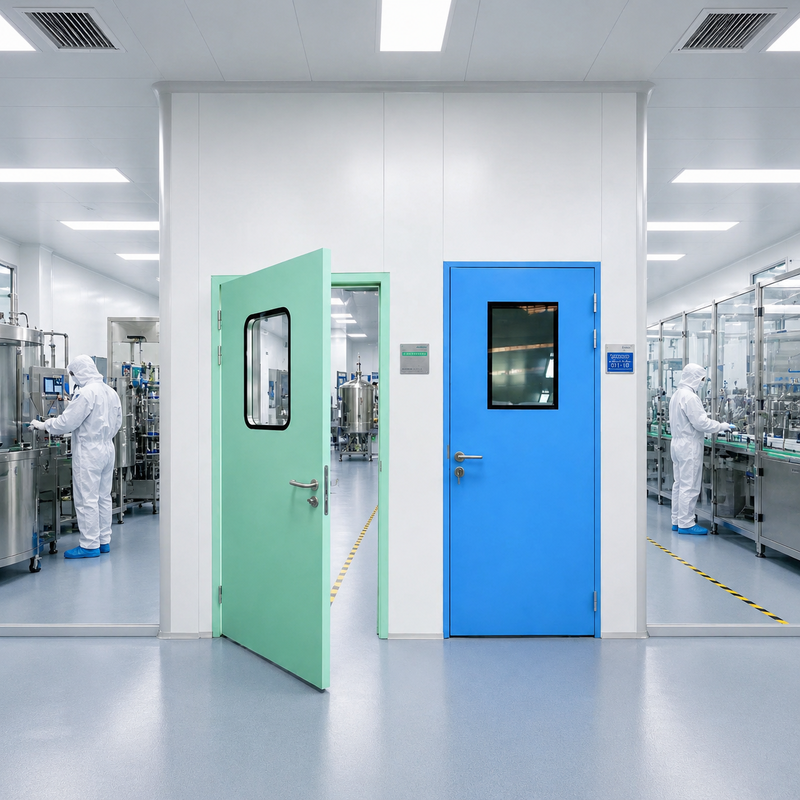 Porta de aço higiênica de sala limpa com tamanhos personalizados e vedação hermética para aplicações industriais